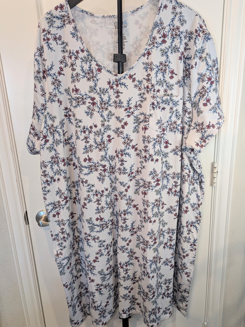 Croft & Barrow 4X Floral Sleep Shirt Nightgown Plus Size Soft Stretch V-Neck